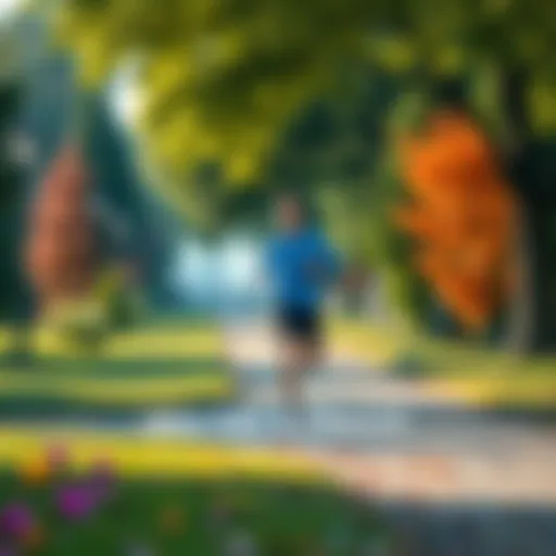 A person running in a park, enjoying an active lifestyle, with vibrant nature around them.