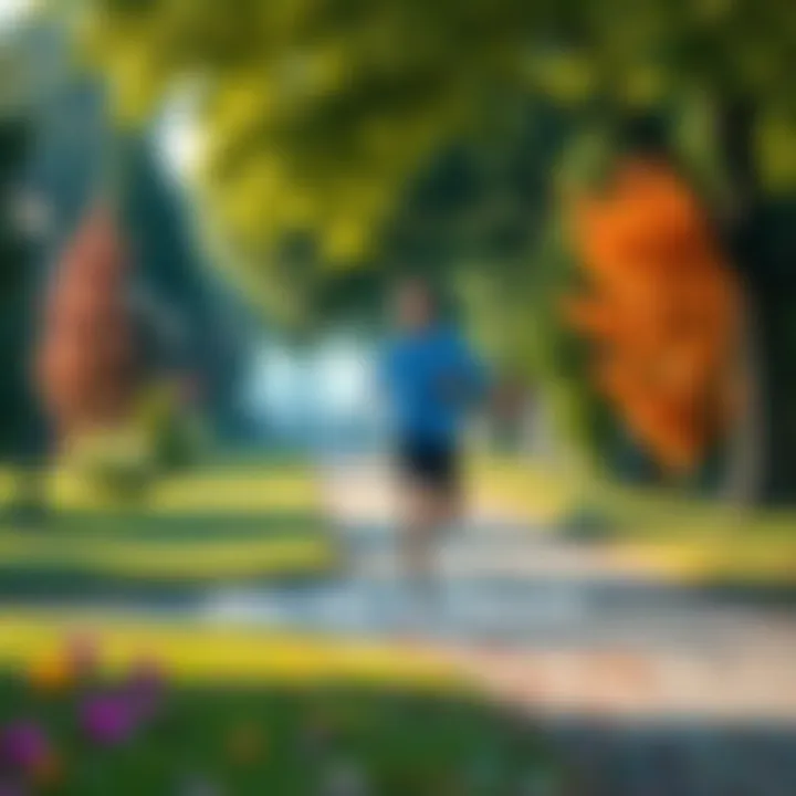 A person running in a park, enjoying an active lifestyle, with vibrant nature around them.