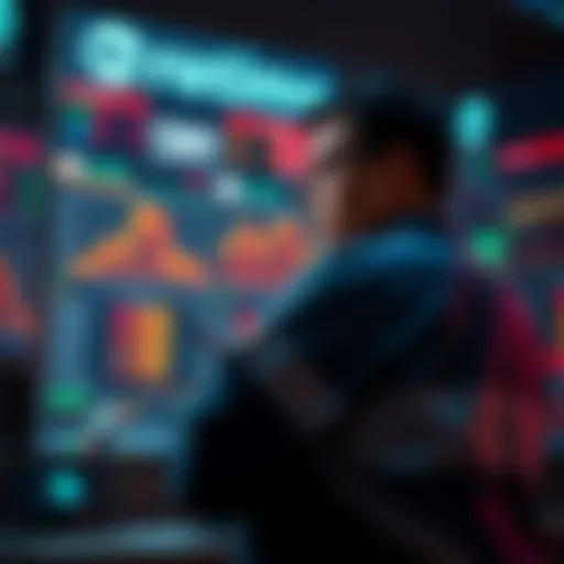 An actor strategizing in front of digital screens displaying market data for Coretime on Polkadot