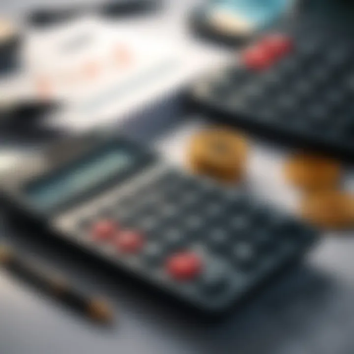 A calculator and cryptocurrency symbols on a desk, representing budget-friendly SMSF accounting for crypto returns.