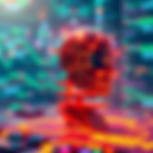 An illustration showing an AI tool simplifying coding with colorful graphics and code snippets.