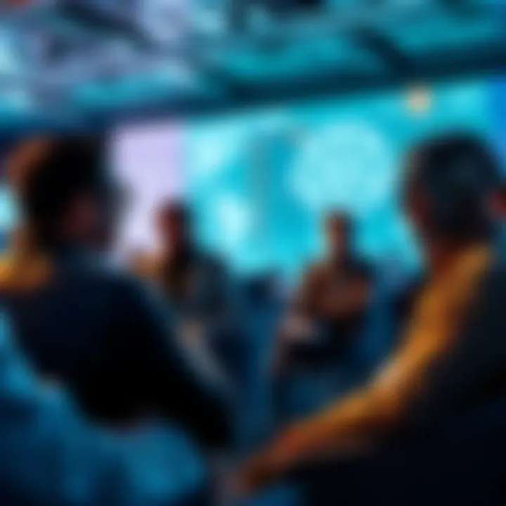 A group of experts discussing artificial intelligence at a conference, with a focus on its future impact on society.