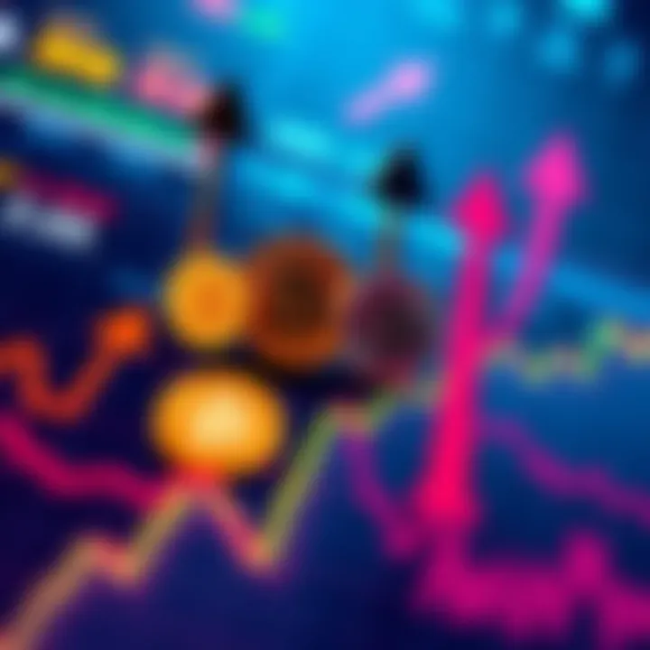A digital chart displaying the growth trends of different altcoins, including XRP, ADA, HBAR, XLM, and KAS, with upward arrows indicating potential growth.