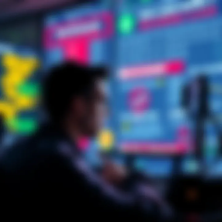 A frustrated American investor looking at a computer screen showing cryptocurrency exchange restrictions