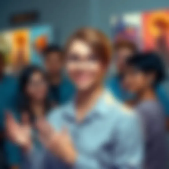 Amy smiling as she celebrates her new role as Chief Art Officer for $WOLF, surrounded by team members and project visuals