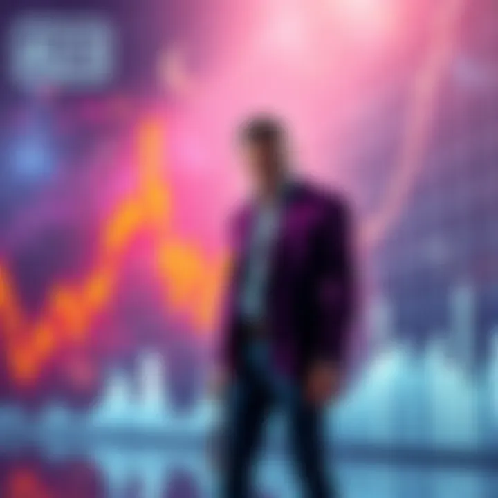 Andrew Tate standing next to a graph showing a decline in cryptocurrency value, symbolizing his liquidation of assets