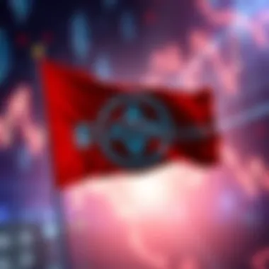 ANKR $USN Token Scam Alert A warning graphic showing a red flag with the words 'Scam Alert' and the ANKR $USN logo, with a background of falling cryptocurrency values.