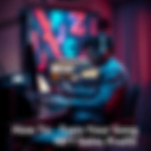 A musician sitting at a computer, working on turning their song into an NFT using digital tools.