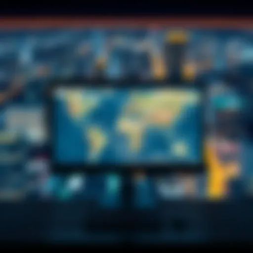 A computer screen displaying the Atlad Earth online map with a city view