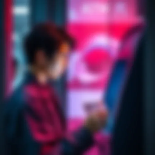 A person using a Revolut card at a cash machine in Korea, looking at the screen with a concerned expression