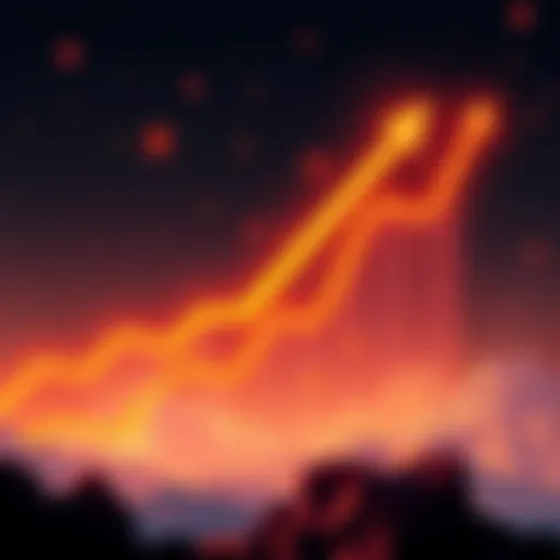 A visual representation of the AVAX cryptocurrency reaching new heights, with an upward trend graph and dollar signs.