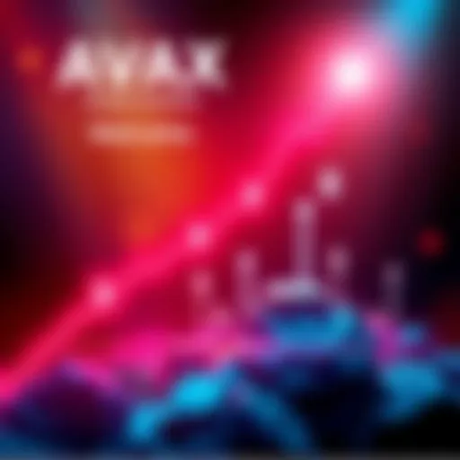 A visual representation of rising AVAX prices with a graph showing an upward trend and dollar signs, symbolizing financial growth and market excitement.