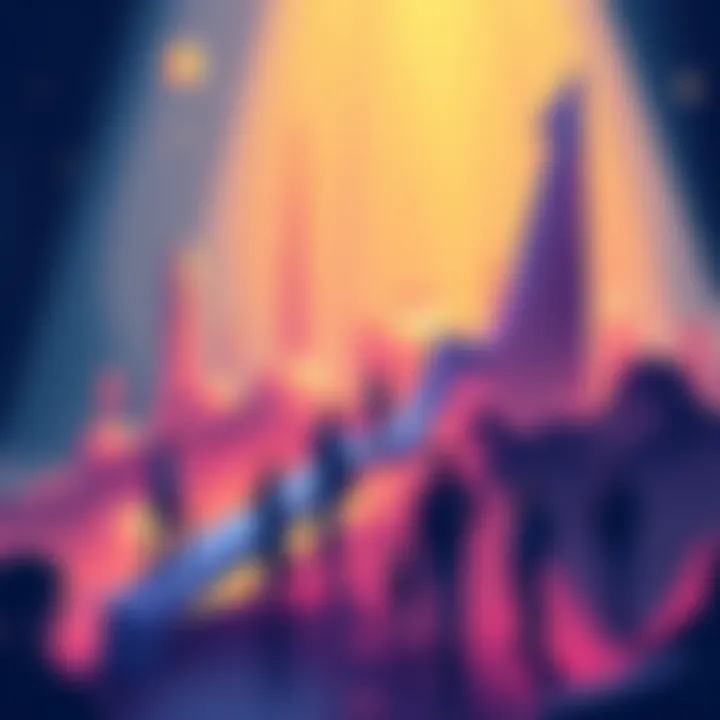 Illustration showing a graph with upward trend, symbolizing the growth of the $BABE token along with community members engaging with the project.