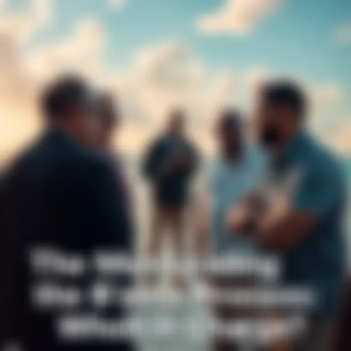 Group of men discussing leadership roles in a Bahamas setting