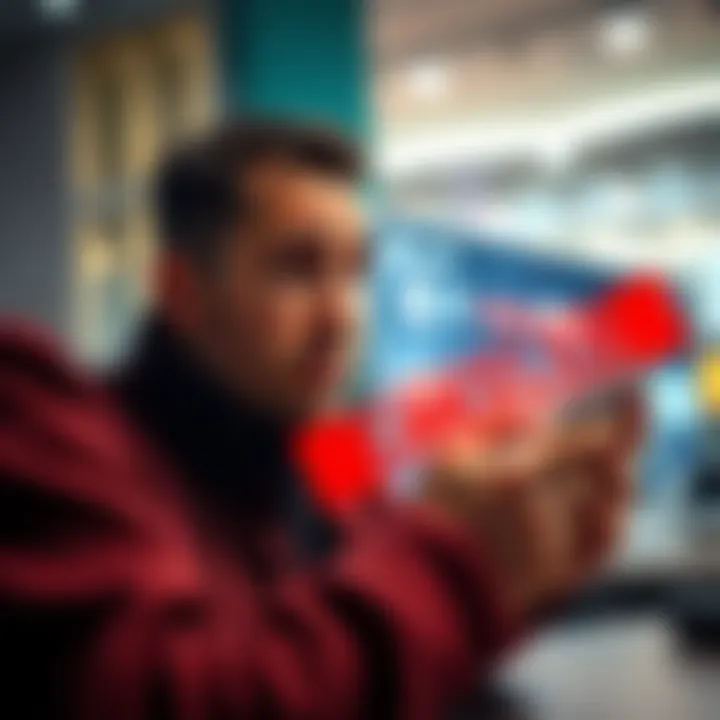 A frustrated person looking at their bank account showing canceled transactions after making deposits.