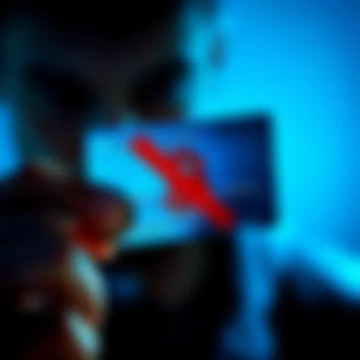A person looking at a credit card with a cryptocurrency symbol crossed out, symbolizing Barclays' ban on crypto transactions