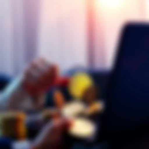A new investor looking at various cryptocurrency coins including Bitcoin and Ethereum, with a laptop open showing charts and graphs of market trends.