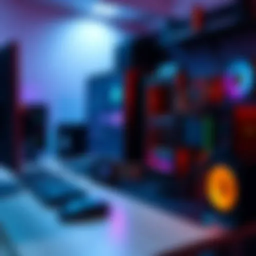 A beginner's crypto mining setup with a computer and mining equipment on a desk, showcasing affordable components.