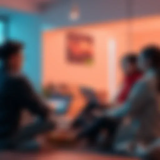 A group of beginners sitting together, learning about cryptocurrency and SafePal with laptops and notes
