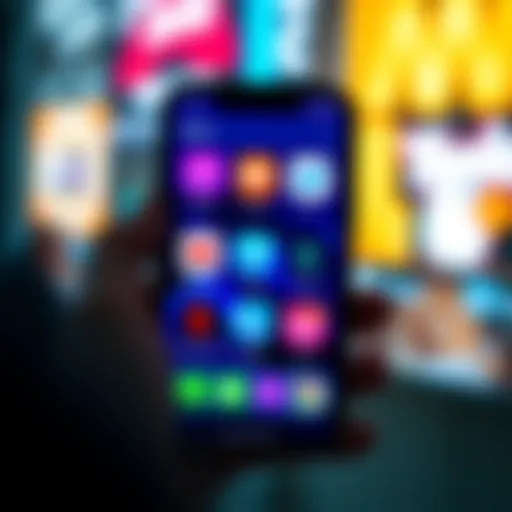 A smartphone screen displaying various app icons for DOVU purchases with a focus on user-friendly design