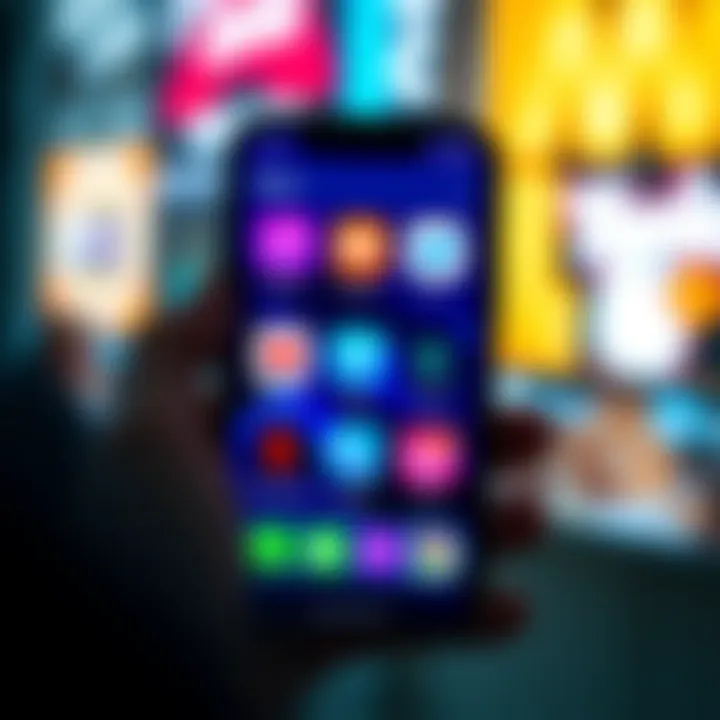 A smartphone screen displaying various app icons for DOVU purchases with a focus on user-friendly design