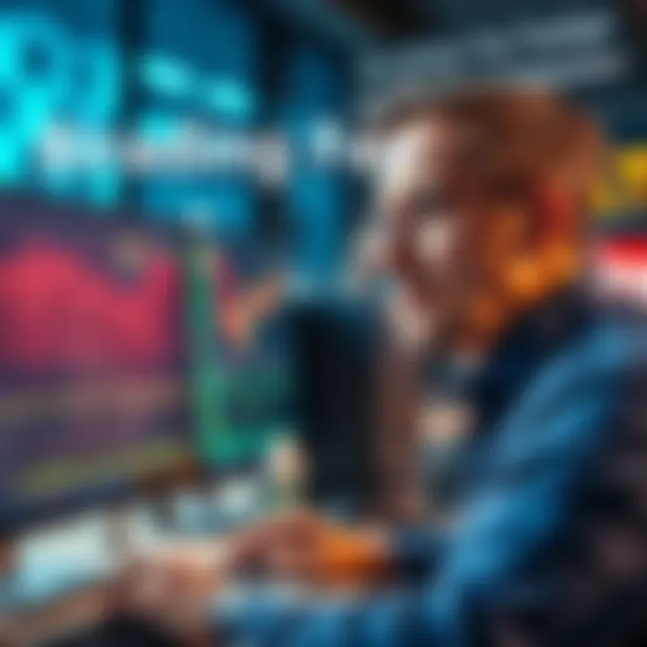 A frustrated trader looking at a chart on a computer screen with rising fees displayed