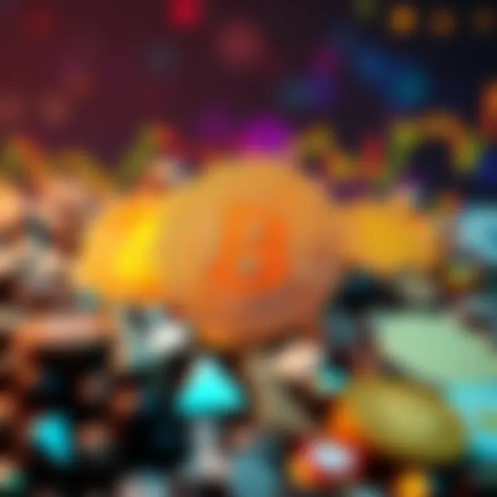 A visual representation of Bitcoin and various altcoins competing against each other, showing Bitcoin's traditional dominance and the rise of altcoins