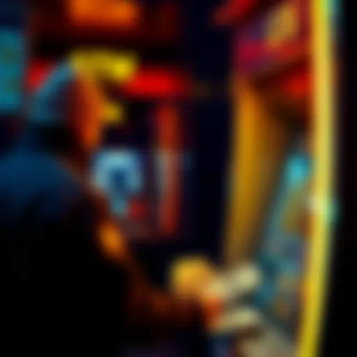 A person using a Bitcoin ATM to convert Bitcoin into cash with dollar bills being dispensed