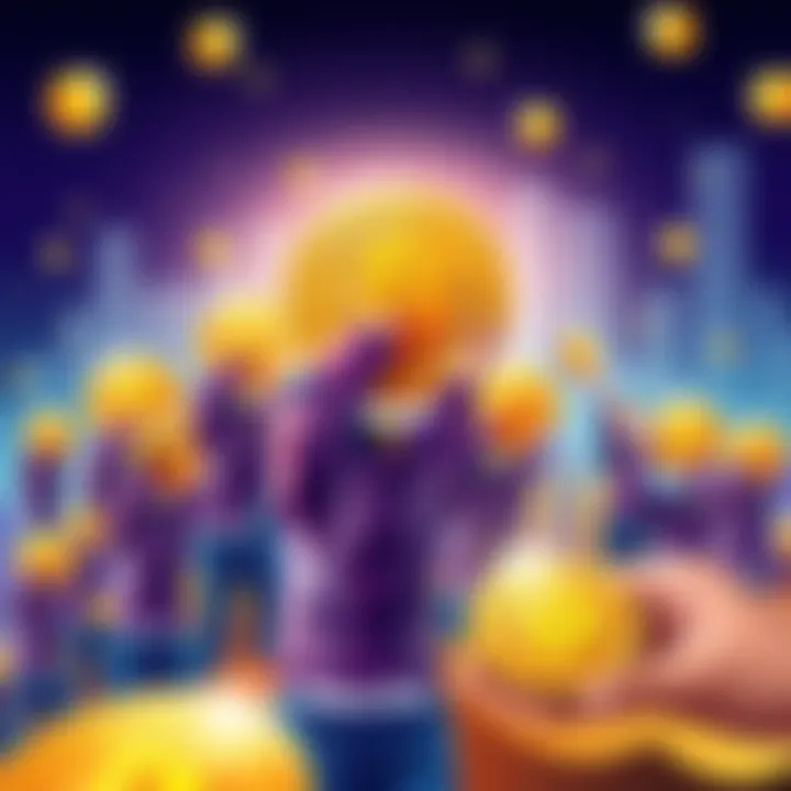 Illustration showing people holding Bitcoin coins, highlighting the centralization in Bitcoin ownership.