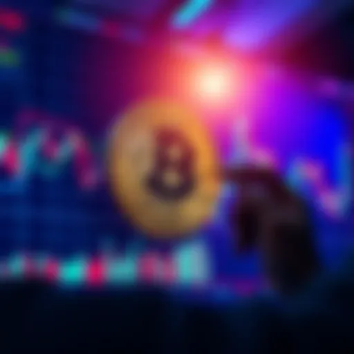 A person analyzing a Bitcoin price chart, showing fluctuations and trends, reflecting the volatility of cryptocurrency markets.