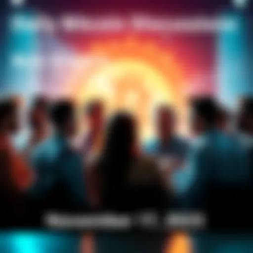 A group of people engaging in a lively discussion about Bitcoin, sharing questions and insights