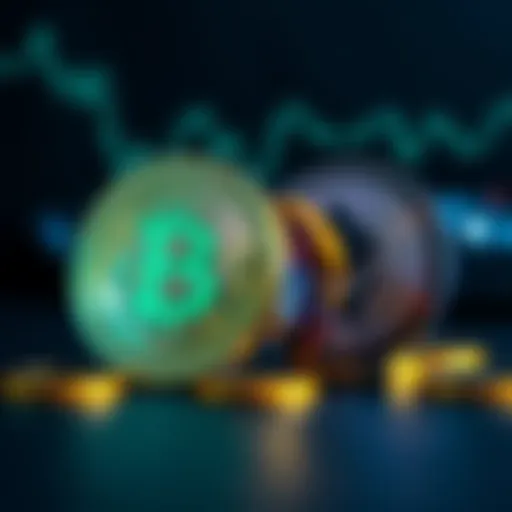 A graphic showing the Bitcoin and Ethereum logos side by side, symbolizing a comparison between the two cryptocurrencies.