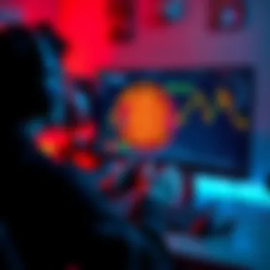 A person playing a video game on a computer while Bitcoin graphics are displayed on the screen, symbolizing hope and challenges in trading Bitcoin