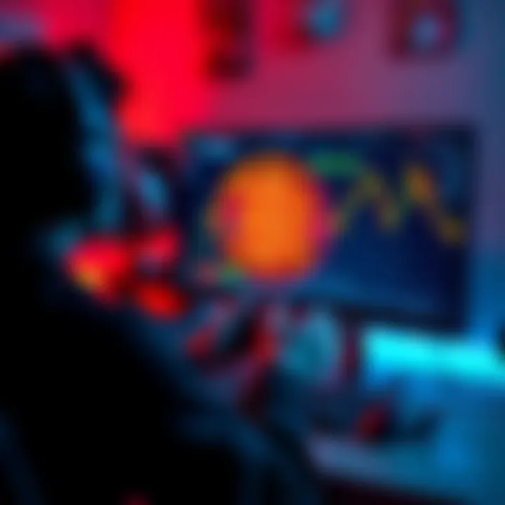 A person playing a video game on a computer while Bitcoin graphics are displayed on the screen, symbolizing hope and challenges in trading Bitcoin
