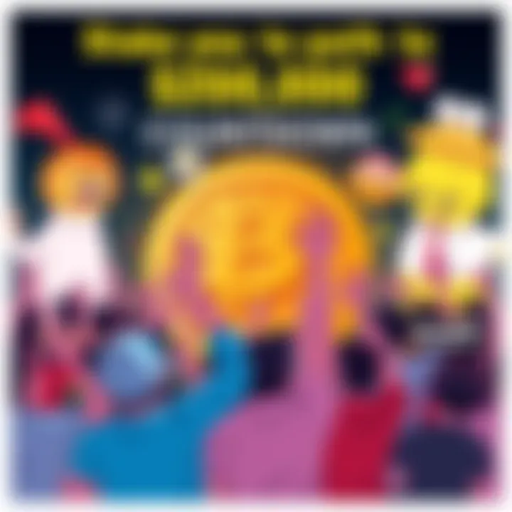 A playful illustration showing a group of people celebrating around a Bitcoin symbol as it approaches the $200,000 mark, with humorous memes in the background.