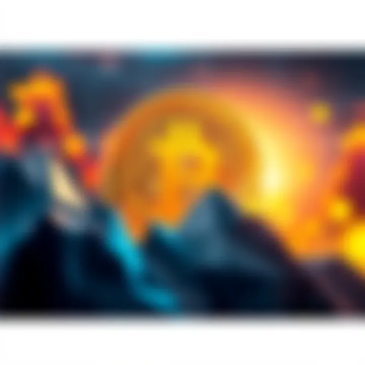 Bitcoin logo with a rising graph indicating growth and calm market atmosphere