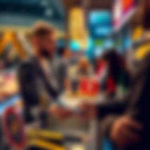 A merchant accepting Bitcoin payments at checkout with a digital wallet on a smartphone
