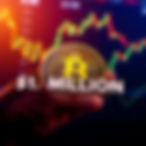 A graphic showing Bitcoin price reaching $1 million with financial charts in the background