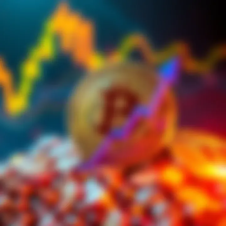 Bitcoin logo with an upward trend line indicating a price increase