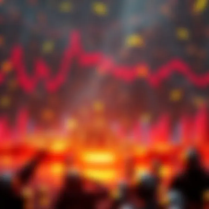 Graphic showing Bitcoin price rise to $111k while altcoin prices drop, symbolizing market contrast.