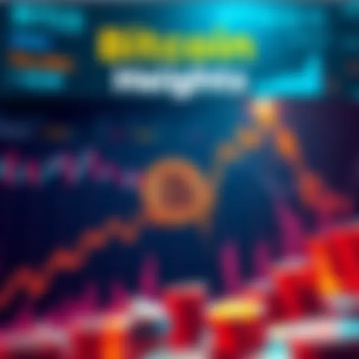 A graph showing Bitcoin's price surging to a record high, with a background depicting finance and investments.
