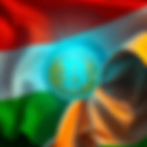 A visual representation of Bitcoin symbol intertwined with the Vatican's emblem in the backdrop of the Indian flag