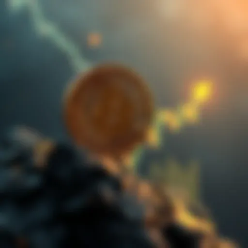 Bitcoin symbol rising with a chart showing upward trend after reaching $124,000