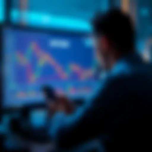 A person looking at a Bitcoin chart on a computer screen, weighing the decision to buy or wait.