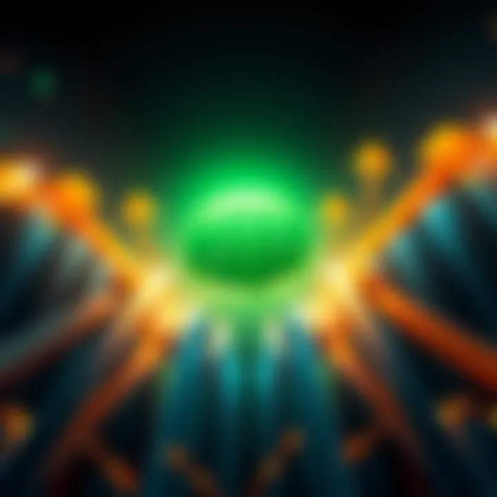 Bitcoin Cash logo surrounded by arrows pointing upward, symbolizing growth during a financial crisis.