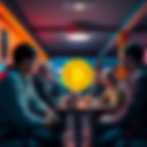 A group of people discussing the future of Bitcoin and its alignment with Satoshi's vision in a casual setting.