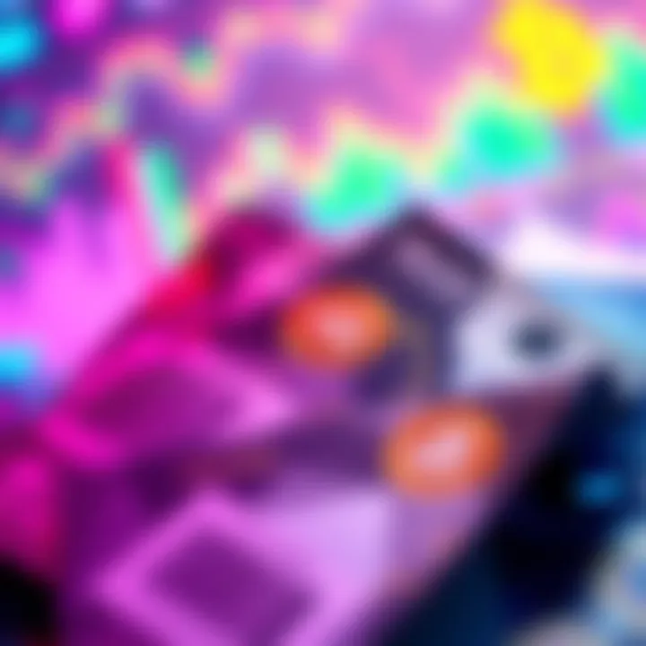 A close-up of Bitcoin Conference tickets with a vibrant background and graphics related to cryptocurrency, highlighting a deal