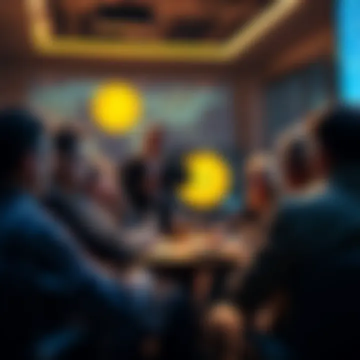 A group of people discussing Bitcoin in a forum setting, sharing insights and questions