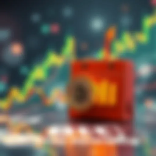 A graph showing Bitcoin price trends with upward arrows and a calendar representing Dollar Cost Averaging strategy.