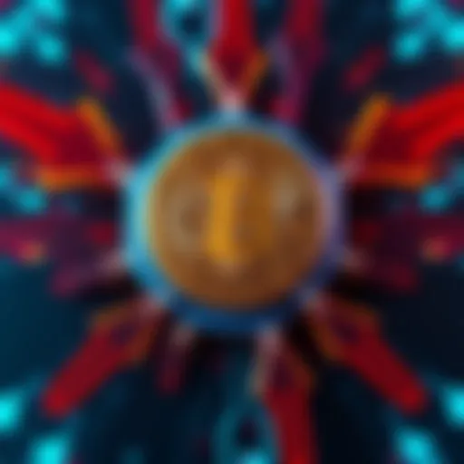 A graphic showing a Bitcoin symbol surrounded by arrows pointing towards it, indicating a focus on Bitcoin for investment strategies.